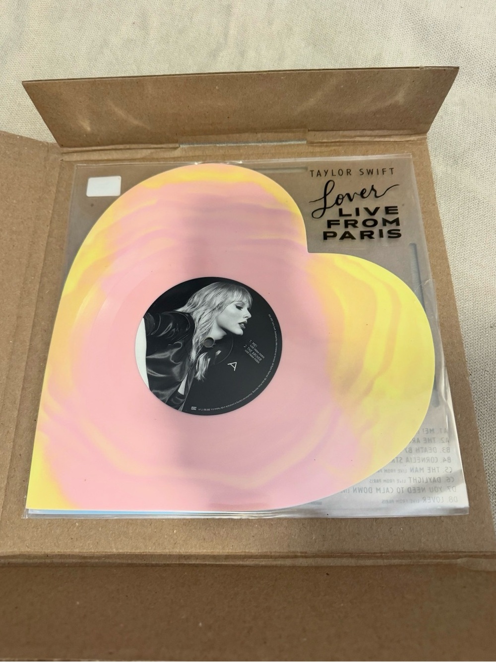 Taylor Swift Lover Live From Paris Heart-Shaped Vinyl - Pink & Yellow NEW in box